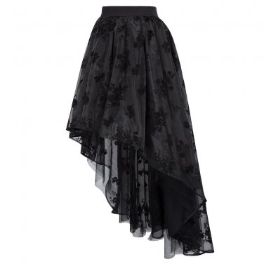Women Long Punk Gothic Skirts Womens Sexy Lace Corset Costume 2018 Vintage Ruffled Black Fluffy Tull