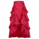 Retro Vintage Gothic Women Skirt Cotton Asymmetrical design Female Red Ruffles Long Skirts for Weddi