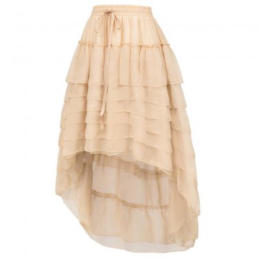 Multilayer Lace Victorian Maxi Skirts Womens saia Costumes Gothic Steampunk Clothing Sexy Ruffle Chi