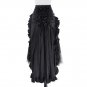 Black Skirts Womens Ruffled Long Open Skirt Steampunk Retro Asymmetrical Skirt for Dancing 2017 Blac