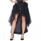 Belle Poque Black Skirts Womens Ruffled Long Open Skirt Steampunk Retro Asymmetrical Skirt for Danci