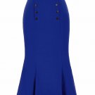 Elegant High Waist Stretchy Hips-Wrapped Mermaid Skirt High Waist A-Line Flared Skirt Black Pleated 