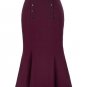Elegant High Waist Stretchy Hips-Wrapped Mermaid Skirt High Waist A-Line Flared Skirt Black Pleated 