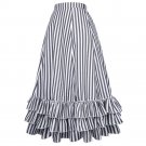 Belle Poque Long Bustle Striped Skirts Womens Sexy Corset Costume 2017 Retro Vintage Women Ruffle St