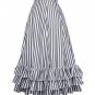 Belle Poque Long Bustle Striped Skirts Womens Sexy Corset Costume 2017 Retro Vintage Women Ruffle St