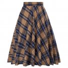Yellow Red Plaid Skirt Women Vintage Grid Pattern British Summer Casual Skater Skirt Femme Saia High