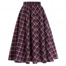 Plaid Skirts Womens Vintage Fashion Grid Pattern A-Line British Style Pleated Skater Skirt Saia Fald