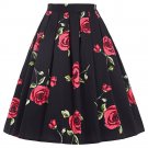 Skirts Jupe Women Flora Print Vintage Retro Cotton Pleated Skater Skirt Falda High Waist Midi Skirt