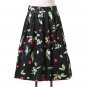 Skirts Jupe Women Flora Print Vintage Retro Cotton Pleated Skater Skirt Falda High Waist Midi Skirt