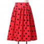 Skirts Jupe Women Flora Print Vintage Retro Cotton Pleated Skater Skirt Falda High Waist Midi Skirt