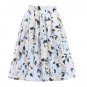 Skirts Jupe Women Flora Print Vintage Retro Cotton Pleated Skater Skirt Falda High Waist Midi Skirt