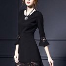 Patchwork Bell Sleeve Women\'s Day Dress