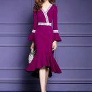 Rose Bell Sleeve Asym Women\'s Sheath Dress