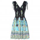 Women Summer Dress 2017 Beach Floral Print V Neck Retro Vintage 50s Casual Party Robe Rockabilly Dre