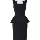 Women Dresses 2017 Autumn Hips-Wrapped Bodycon Black Pencil Dress Retro Vintage Sleeveless Classic H