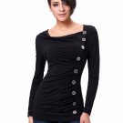 New Fashion Slim T-Shirt Women Square Neck 2017 Long Sleeve Black Casual Tee Women\'s Clothing Plus 