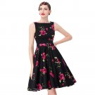 Women Print Floral 50s 60s Vintage Dresses Audrey Hepburn 2017 Summer Retro Tunic Robe Sexy Womens R