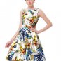 Women Print Floral 50s 60s Vintage Dresses Audrey Hepburn 2017 Summer Retro Tunic Robe Sexy Womens R
