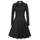 Elegant Retro Vintage Rockabilly Women Dress Long Sleeve Autumn Clothing kleider damen Ladies Black 