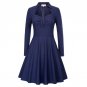 Elegant Retro Vintage Rockabilly Women Dress Long Sleeve Autumn Clothing kleider damen Ladies Black