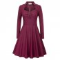 Elegant Retro Vintage Rockabilly Women Dress Long Sleeve Autumn Clothing kleider damen Ladies Black