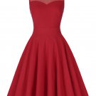 Women Dress Red Black Sleeveless 2017 Summer Pleated A-Line Dress Short Gown robe Pin up 60s 50s Roc