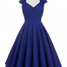 Women Dress 2017 Robe Sexy V Neck Purple Blue Tunic Casual Party Midi Pleated Dress Jurken 1950s Ret
