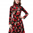Women Winter Dresses 2016 Long Sleeve Turtleneck vestidos Plus size clothing Ladies Vintage Floral P