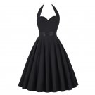 Womens Clothing 2017 Summer Rockabilly Clothes Bandage Retro Party Vintage Black Backless Halter Wom
