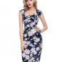 Womens Sexy Elegant Summer Fashion Floral Flower Vintage Dresses Sleeveless Slim Casual Party Fitted