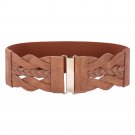 Wide Belts for Women Ladies 2017 Fashion Designer Braided Polyurethane Leather Elastic Waist Belt Wa