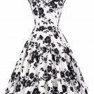 Women winter dress 2017 v-neck flower polka dots pattern cotton retro vintage party picnic dress  fl