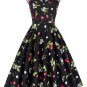 Women winter dress 2017 v-neck flower polka dots pattern cotton retro vintage party picnic dress fl