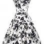 Women winter dress 2017 v-neck flower polka dots pattern cotton retro vintage party picnic dress fl