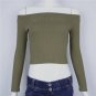 Women Off Shoulder Crop Top T Shirts Long Sleeve Short T-shirts For Women Clothing Fashion Black T-s