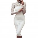 Sexy Women Autumn Lace Dress New 2018 Winter Turtleneck Long Sleeve Red Black Club Factory Bodycon B