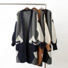 Hot Sale New Acrylic Casual Full 2018 Autumn Women Long Cardigans V Neck Knitted Sweater Geometric P