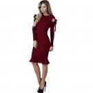 Long Sleeve O-Neck Ruffles Casual Dress 2018 New Spring Fashion Women Dresses Sexy Slim Bodycon Pack