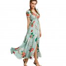 Fashion Dresses Female Bohemian Women\'s Button Up Female Floral Print Maxi Dress Autumn Spring