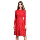 High Quality Women Bohemian White Lace Summer Crochet Casual Long Sleeve Dress LM75