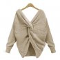 LOSSKY Spring Fashion Pullover Reversible Wear Sexy Women Sweater 2018 V Neck Backless Long Sleeve K