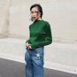 Women Long Sleeve Show Thin Spring Shiny Bling Glitter Joker Folds Metal Base T-Shirt