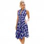 Women Flared Plaid Summer Shirtdress Explosions Leisure Vintage Dresses Women Casual Shirt Dress kne