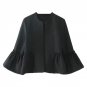 Jacket Women Sweet Ruffles Flare Sleeve Coats Solid Female Open Stitch Design Outerwear Solid