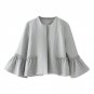 Jacket Women Sweet Ruffles Flare Sleeve Coats Solid Female Open Stitch Design Outerwear Solid