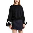 Women Hoodies Long Lantern Sleeves O Neck Sweatshirt Casual Coat Pullover Black Moletom Feminino Swe