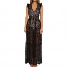 Summer Lady Dresses Hollow Out Lace Dress Women High Waist Sleeveless Backless Dress Elegant Long Dr