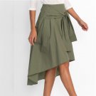 Fashion Skirts Summer Irregular Lace -Up High Waisted Women Skirt Female Casual Solid Elastic Skirt 