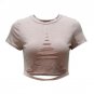Short Sleeve Hole Short T Shirt White Black Pink Casual Women Bodycon Crop Top High Quality