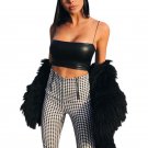 New Sexy Cropped Leather Top Tank Women Summer Black Bralette PU Crop Top Backless Camisole Tops Sol